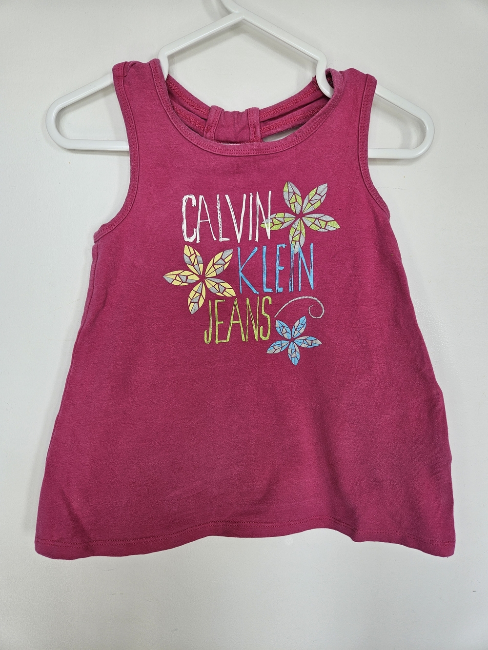 Calvin Klein Jeans Girls Pink Floral Graphic Tank Top Size 4🩷